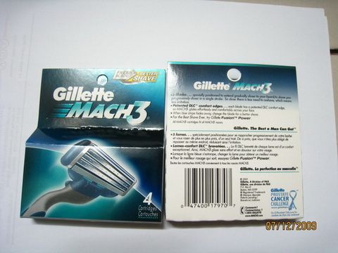 Gillette Razor Blades Mach3 4'S Us Version